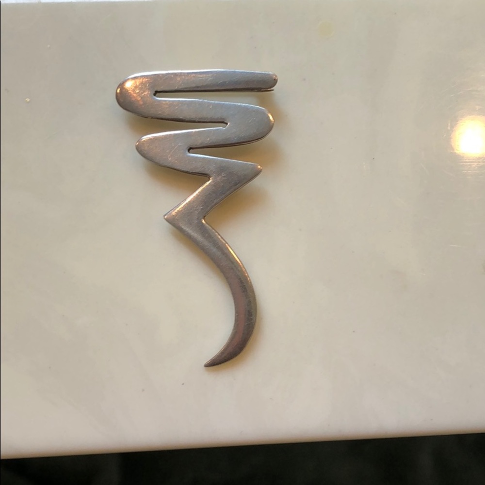 Sterling Silver Zigzag Jacket Brooch - image 6